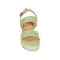 Woman's sandal with platform in green suede wedge heel 6 - Available sizes:  31, 32, 33, 34, 42, 43, 44, 45, 46