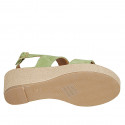 Sandalia para mujer con plataforma en gamuza verde cuña 6 - Tallas disponibles:  31, 44, 45