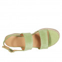 Woman's sandal with platform in green suede wedge heel 6 - Available sizes:  31, 32, 33, 34, 42, 43, 44, 45, 46