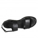 Sandale pour femmes avec plateforme en cuir noir talon compensé 6 - Pointures disponibles:  31, 33, 34, 42, 43, 44, 45, 46