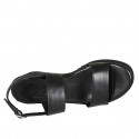 Sandale pour femmes avec plateforme en cuir noir talon compensé 6 - Pointures disponibles:  42, 43, 44, 45