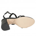 Sandale pour femmes en cuir lamé noir talon 7 - Pointures disponibles:  32, 34, 42, 43, 44, 45, 46