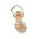 Sandalo da donna in pelle laminata argento e platino tacco 7 - Misure disponibili: 44