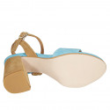 Sandale avec courroie pour femmes en daim cognac et bleu clair talon 7 - Pointures disponibles:  32, 33, 34, 42, 43, 44, 45