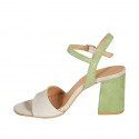 Sandale avec courroie pour femmes en daim vert et gris clair talon 7 - Pointures disponibles:  32, 33, 34, 42, 43, 44, 45