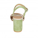 Sandale avec courroie pour femmes en daim vert et gris clair talon 7 - Pointures disponibles:  33, 34, 42, 43, 44, 45