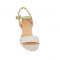 Woman's strap sandal in green and grey suede heel 7 - Available sizes:  32, 33, 34, 42, 43, 44, 45