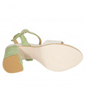 Woman's strap sandal in green and grey suede heel 7 - Available sizes:  32, 33, 34, 42, 43, 44, 45