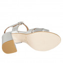 Sandale avec courroie pour femmes en cuir lamé argent talon 7 - Pointures disponibles:  44, 45, 46