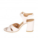 Woman's sandal in light rose leather with strap heel 7 - Available sizes:  32, 33, 34, 42, 43, 44, 45, 46