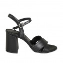 Sandale pour femmes en cuir noir avec courroie talon 7 - Pointures disponibles:  32, 33, 34, 42, 43, 45