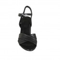 Sandale pour femmes en cuir noir avec courroie talon 7 - Pointures disponibles:  32, 33, 34, 42, 43, 45
