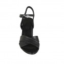 Sandalia para mujer en piel negra con cinturon tacon 7 - Tallas disponibles:  32, 33, 34, 42, 43, 44, 45, 46
