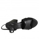 Sandale pour femmes en cuir noir avec courroie talon 7 - Pointures disponibles:  32, 33, 34, 42, 43, 44, 45, 46