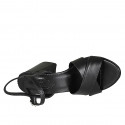 Sandale pour femmes en cuir noir avec courroie talon 7 - Pointures disponibles:  32, 33, 34, 42, 43, 45