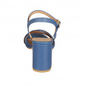 Sandalo da donna in pelle blu con cinturino tacco 7 - Misure disponibili: 32, 33, 34, 42, 43, 44, 45, 46