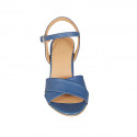 Sandalo da donna in pelle blu con cinturino tacco 7 - Misure disponibili: 43, 44