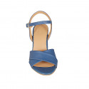 Woman's sandal in blue leather with strap heel 7 - Available sizes:  32, 33, 34, 42, 43, 44, 45, 46
