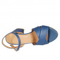Sandalo da donna in pelle blu con cinturino tacco 7 - Misure disponibili: 43, 44
