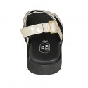 Sandale pour femmes en cuir lamé platine talon compensé 2 - Pointures disponibles:  32, 33, 34, 42, 43, 44, 45, 46