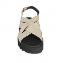 Woman's sandal in platinum laminated leather wedge heel 2 - Available sizes:  32, 33, 34, 42, 43, 44, 45, 46