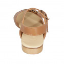 Sandalia para mujer con hebillas ajustables en piel cognac tacon 2 - Tallas disponibles:  32, 33, 34, 42, 43, 44, 45, 46