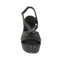 Sandale pour femmes en cuir imprimé noir avec plateforme et talon compensé 9 - Pointures disponibles:  31, 32, 34, 42, 43, 44, 46