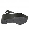 Sandale pour femmes en cuir imprimé noir avec plateforme et talon compensé 9 - Pointures disponibles:  31, 32, 34, 42, 43, 44, 46