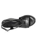 Sandale pour femmes en cuir imprimé noir avec plateforme et talon compensé 9 - Pointures disponibles:  31, 32, 34, 42, 43, 44, 46
