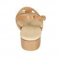 Sandale pour femmes en cuir cognac avec talon 4 - Pointures disponibles:  32, 33, 34, 43, 45