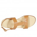 Woman's sandal in cognac brown leather with heel 4 - Available sizes:  32, 33, 34, 43, 45