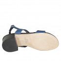 Woman's sandal in blue leather with heel 4 - Available sizes:  32, 33, 34, 43, 44, 45, 46
