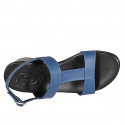 Sandalo da donna in pelle blu con tacco 4 - Misure disponibili: 32, 33, 34, 43, 44, 45, 46
