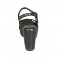 Sandale pour femmes en cuir imprimé noir avec courroie, plateforme et talon compensé 9 - Pointures disponibles:  31, 32, 34, 42, 43, 44, 45, 46