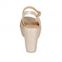 Sandale pour femmes en cuir imprimé rose clair avec courroie, plateforme et talon compensé 9 - Pointures disponibles:  33, 34, 42, 43, 44, 45, 46