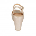 Sandale pour femmes en cuir imprimé rose clair avec courroie, plateforme et talon compensé 9 - Pointures disponibles:  42, 43, 45, 46