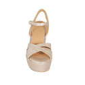 Sandale pour femmes en cuir imprimé rose clair avec courroie, plateforme et talon compensé 9 - Pointures disponibles:  42, 43, 45, 46