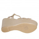 Sandale pour femmes en cuir imprimé rose clair avec courroie, plateforme et talon compensé 9 - Pointures disponibles:  42, 43, 45, 46