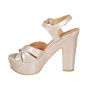 Woman's platform sandal with rhinestones and ankle strap in light rose laminated leather heel 12 - Available sizes:  44