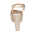 Sandale pour femmes avec plateforme, strass et courroie en cuir lamé rose clair talon 12 - Pointures disponibles:  31, 34, 43, 44, 46