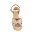 Woman's platform sandal with rhinestones and ankle strap in light rose laminated leather heel 12 - Available sizes:  44