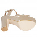 Woman's platform sandal with rhinestones and ankle strap in light rose laminated leather heel 12 - Available sizes:  44