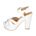 Woman's strap sandal with platform in white leather heel 12 - Available sizes:  31, 33, 34, 43, 44, 45