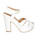 Woman's strap sandal with platform in white leather heel 12 - Available sizes:  31, 33, 34, 43, 44, 45