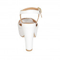 Sandale pour femmes avec courroie et plateforme en cuir blanc talon 12 - Pointures disponibles:  43, 44