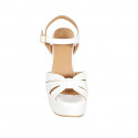 Sandale pour femmes avec courroie et plateforme en cuir blanc talon 12 - Pointures disponibles:  31, 33, 34, 43, 44, 45