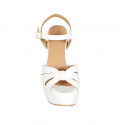 Woman's strap sandal with platform in white leather heel 12 - Available sizes:  31, 33, 34, 43, 44