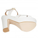 Sandale pour femmes avec courroie et plateforme en cuir blanc talon 12 - Pointures disponibles:  43, 44