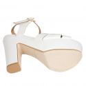 Woman's strap sandal with platform in white leather heel 12 - Available sizes:  31, 33, 34, 43, 44, 45