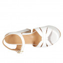 Woman's strap sandal with platform in white leather heel 12 - Available sizes:  43, 44